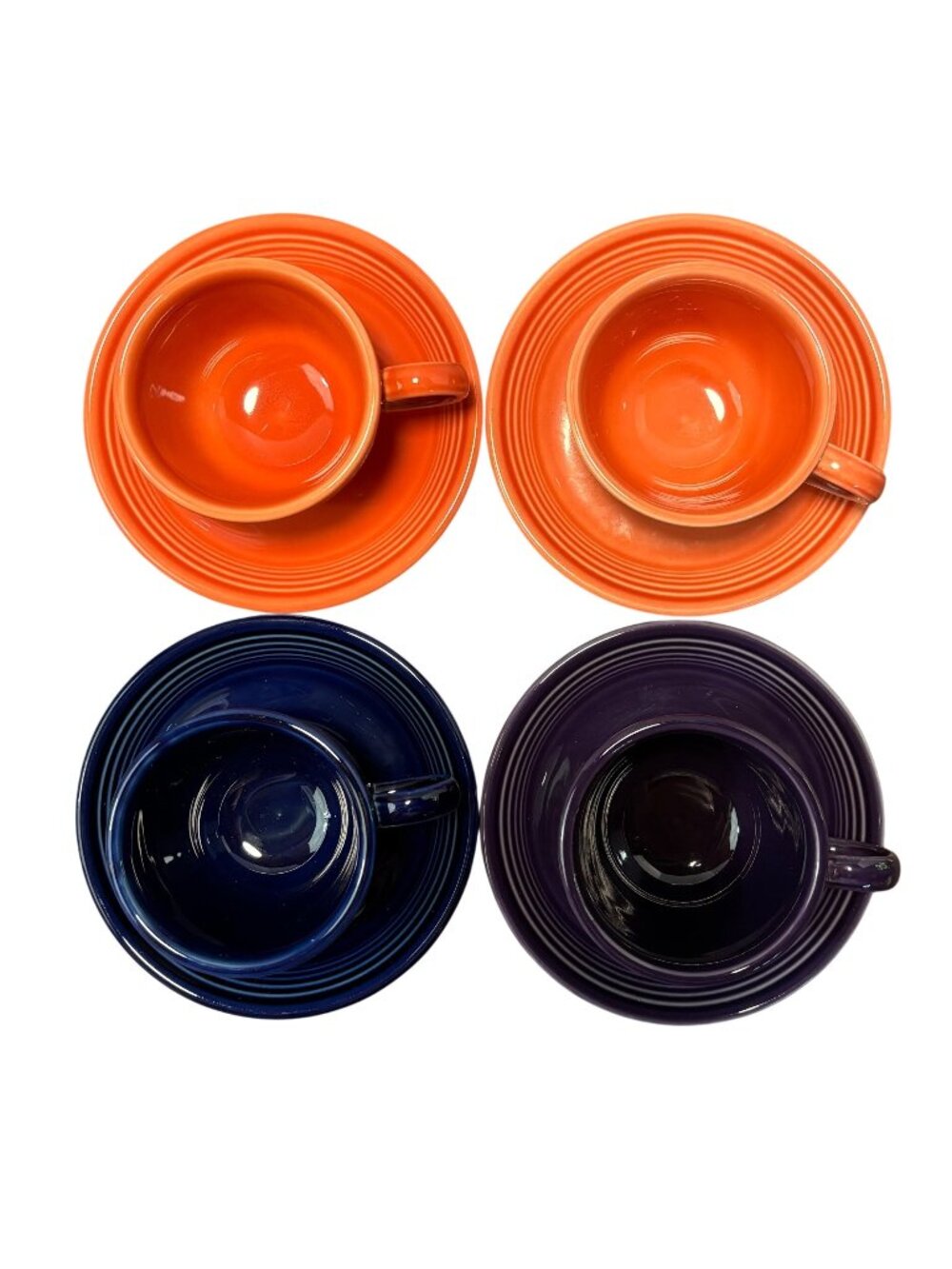 Fiestaware Cup & Saucer Set Multiple Colors Orange Blue Purple 8 Piece